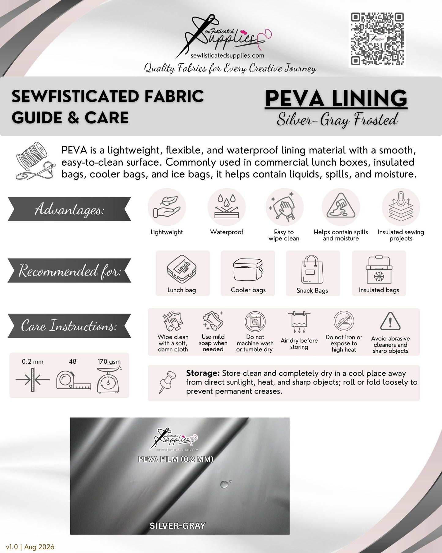 Silver-Gray Frosted PEVA Film