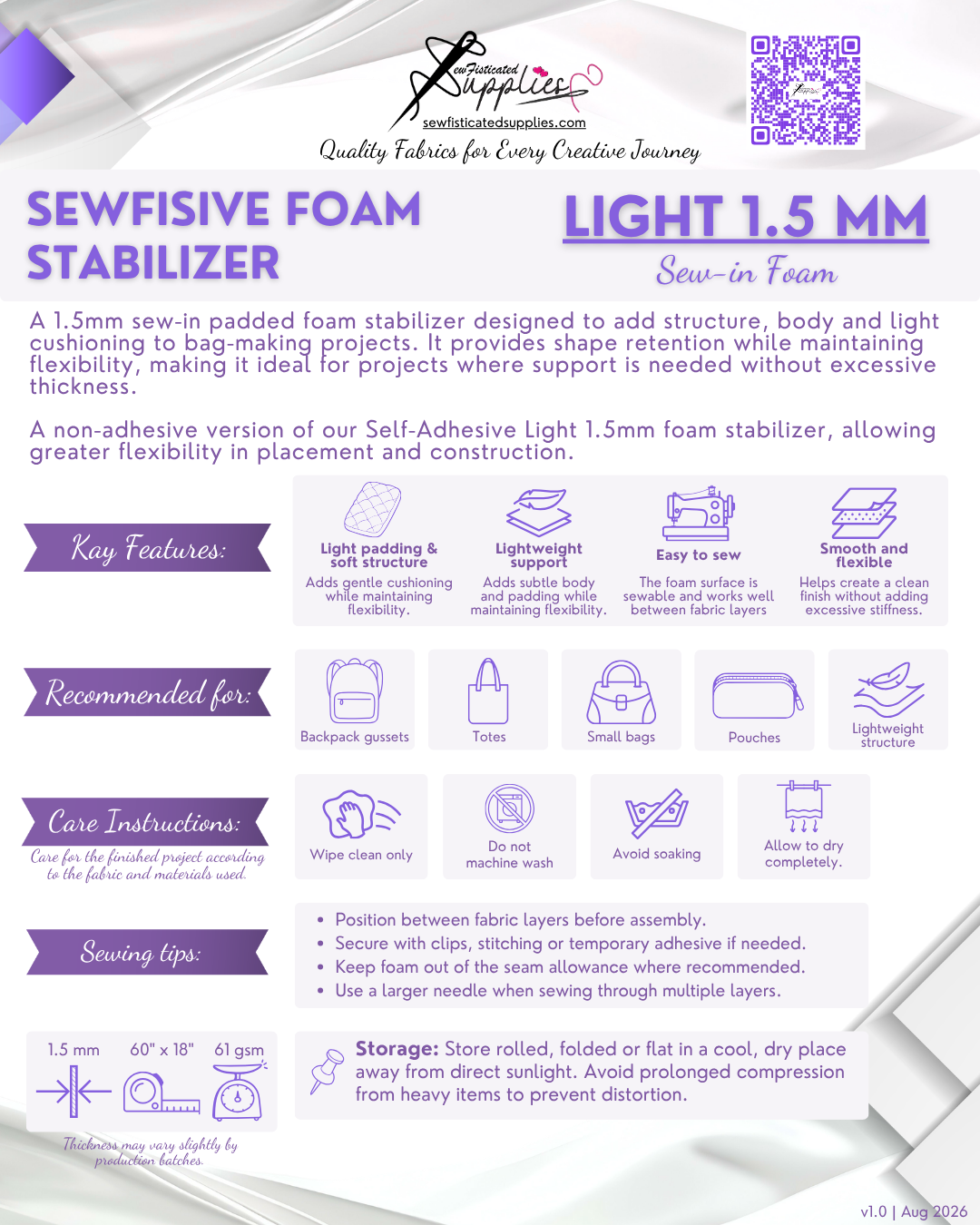 Sew-In Stabilizer Foam