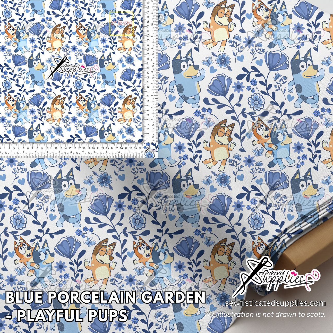 PO7 - BLUE PORCELAIN GARDEN (PLAYFUL PUPS)